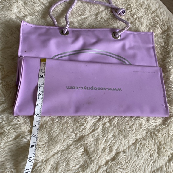 SCOOP NYC patent branded large vinyl shopper tote bag shopping rope handle strao - Picture 4 of 5